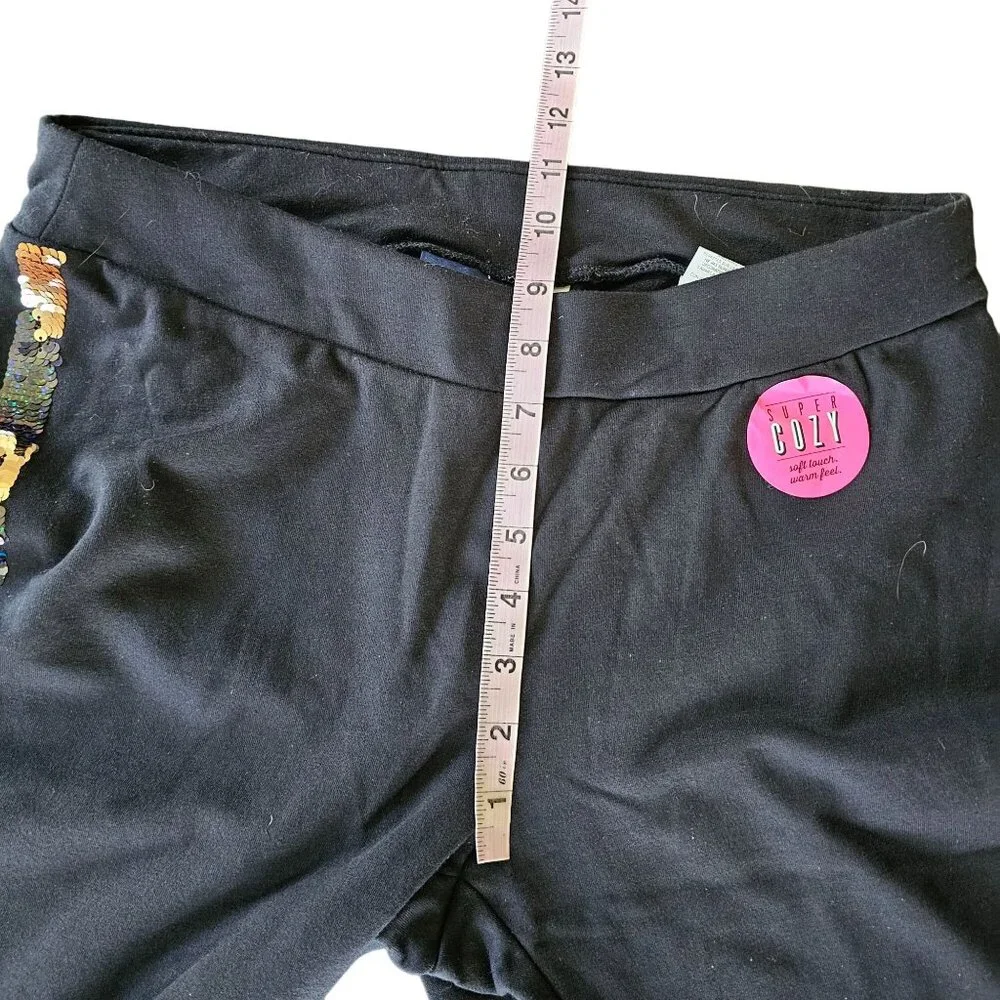 Nwt Children's  Place Girls Sequined Striped black Leggings sz 7/8